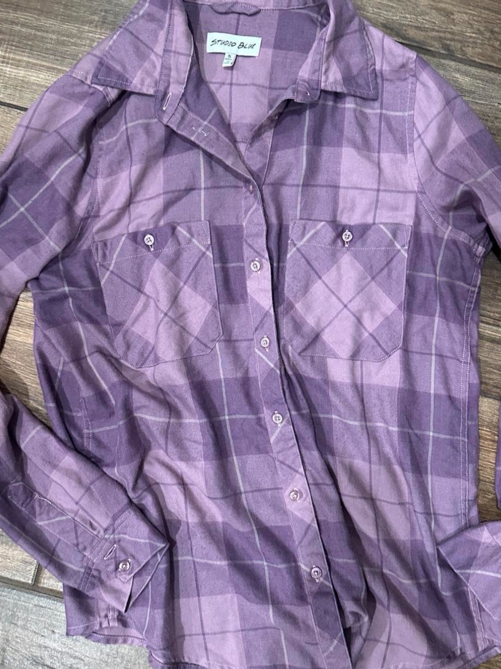 Studio Blue Purple Plaid Button-Up Shirt for Men